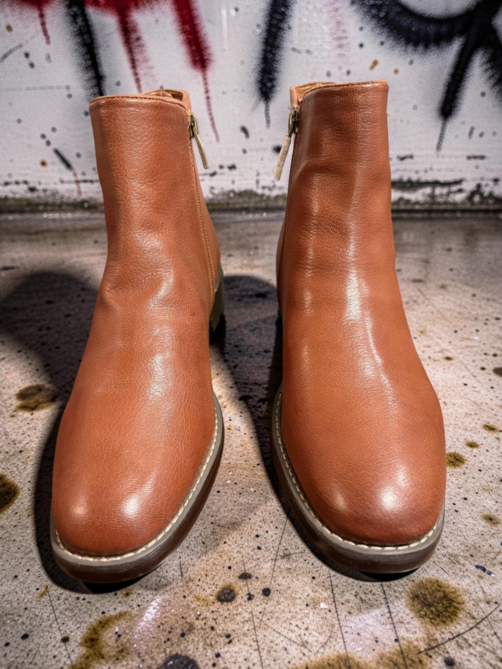 Franco Sarto L-Marcus Cognac Leather Ankle Bootie